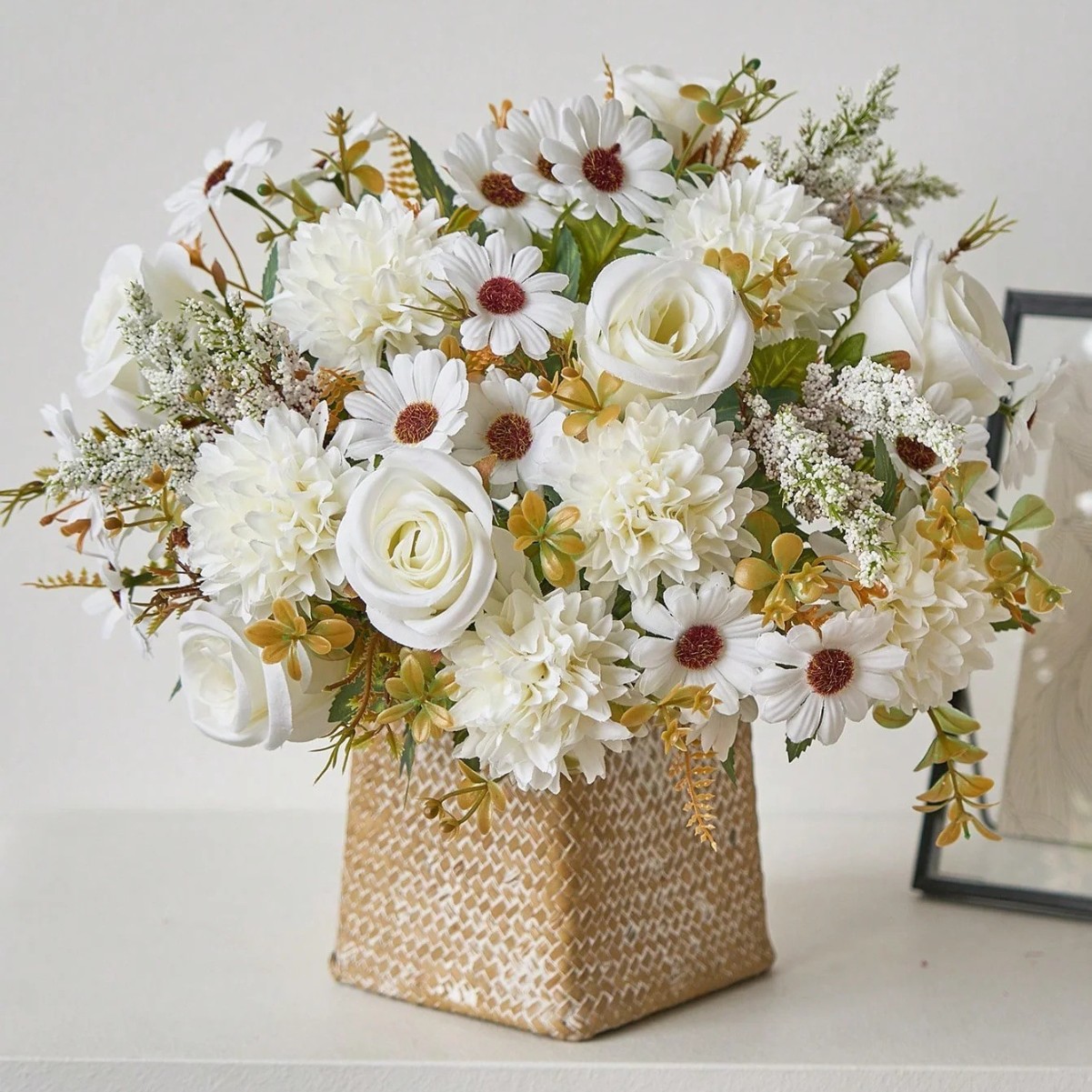 欧式田园装饰手捧玫瑰花仿真花花束客厅茶几家居餐桌花艺摆件批发