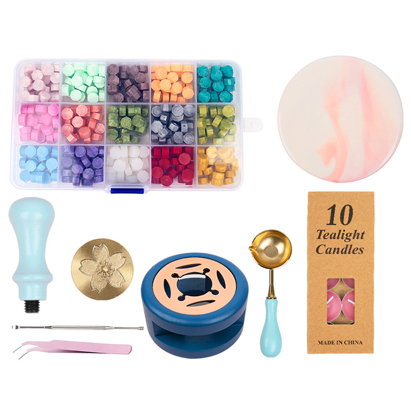 Wholesale of complete sets of fire lacquer seals, including seal heads, wax particles, furnaces, diaries, invitations, envelopes, gift boxes, seals, beeswax, and fire lacquer sets Item Picture
