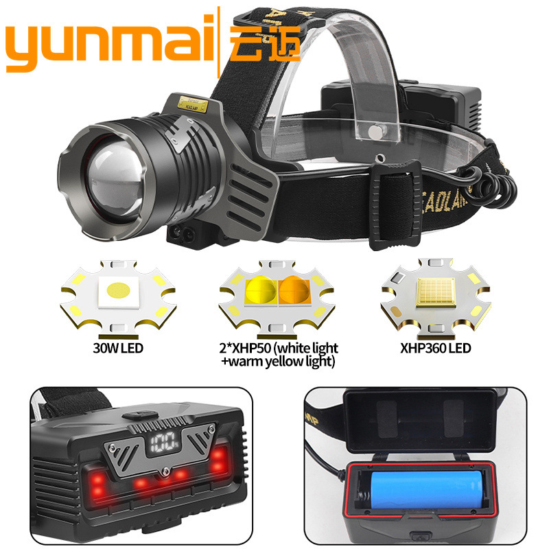 Crossover nuevo XHP360 multi fuente de luz 2*XHP50 sensor de luz frontal 30W luz frontal láser blanco 1 sección 26650 luz frontal