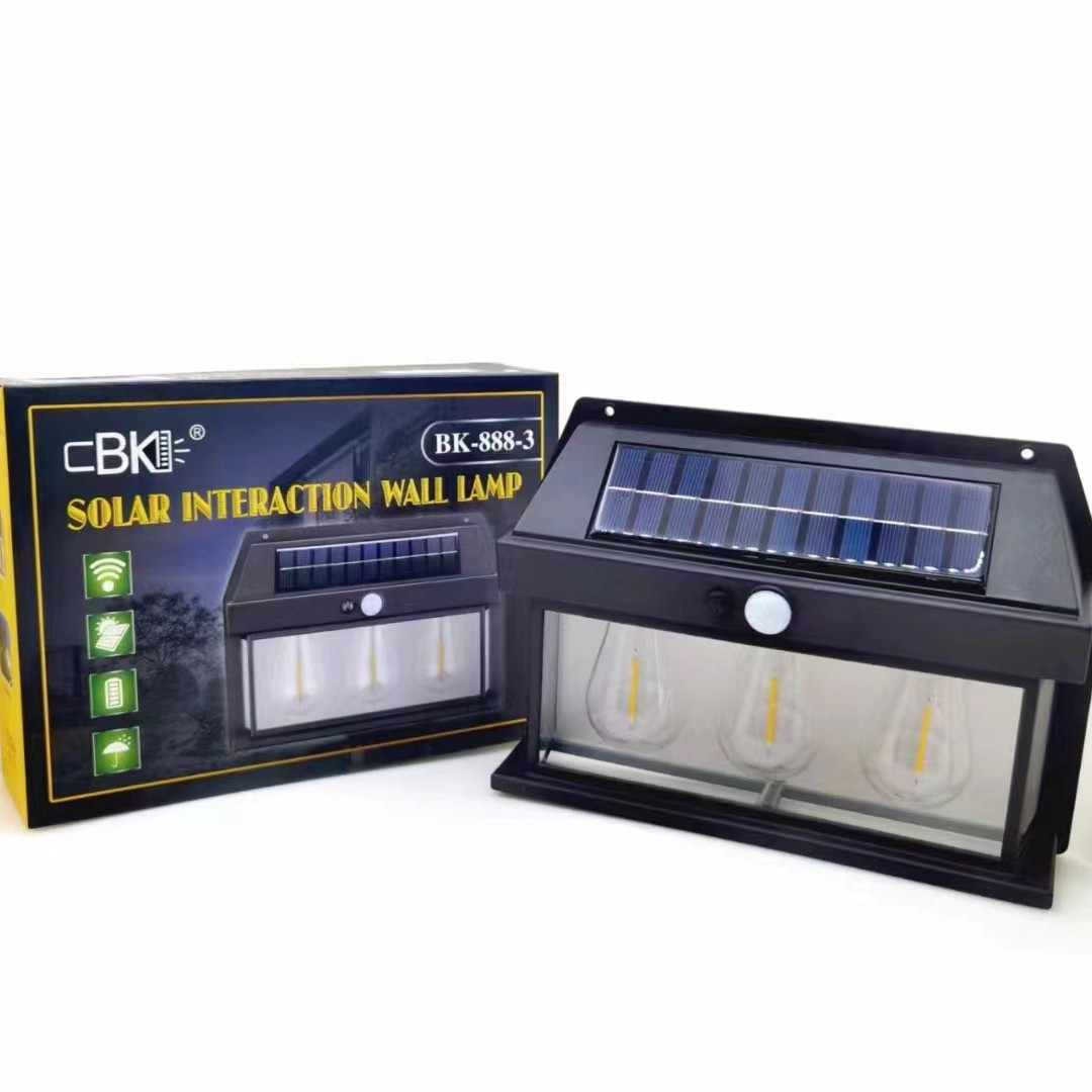 Solar wall lamps, retro garden lamps, outdoor waterproof tungsten filament household human body sensor lamps, outdoor waterproof lamps Item Picture