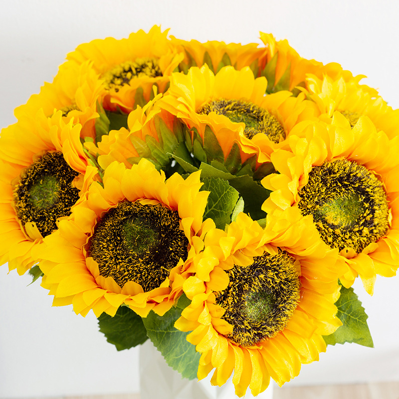 Simulated single small sunflower artificial flower project home placement decoration sunflower wedding shooting props Specification drawing