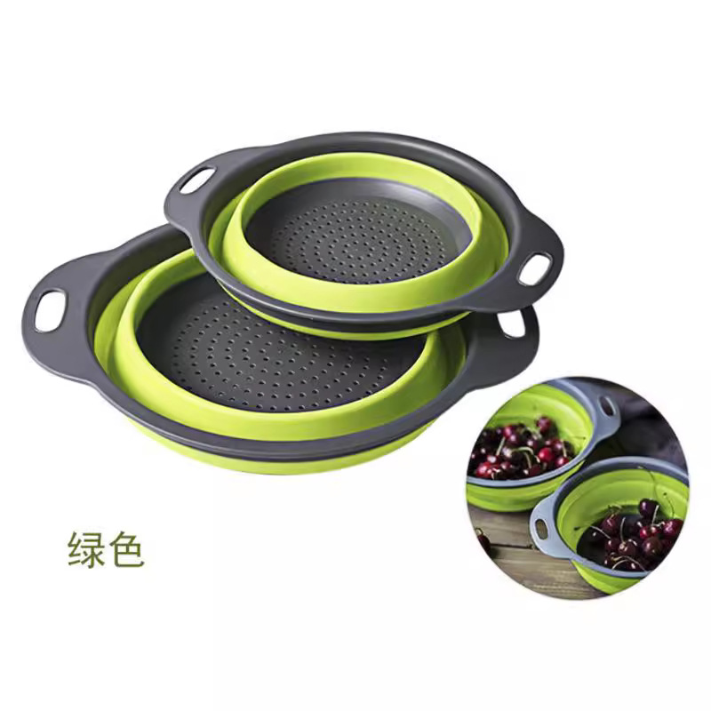 Amazon's best-selling wholesale round folding draining basket, water filter basket, vegetable washing basket, telescopic fruit basket 2-piece set, leaky basket Application Scenario