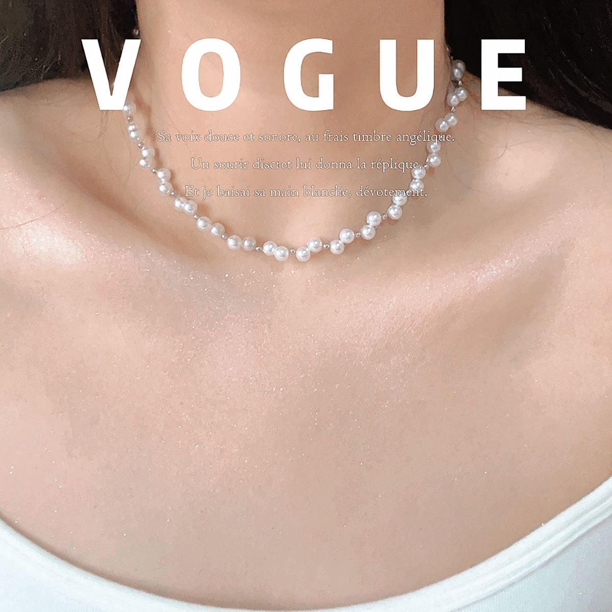 法式编织珍珠项链女2024新款爆款满天星锁骨链轻奢高级感小众颈链