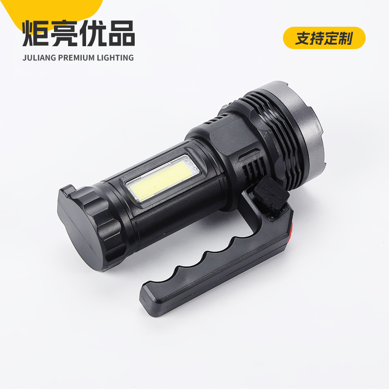 Black portable outdoor searchlight, solar camping lighting, flashlight, outdoor hiking lighting, work light details Picture