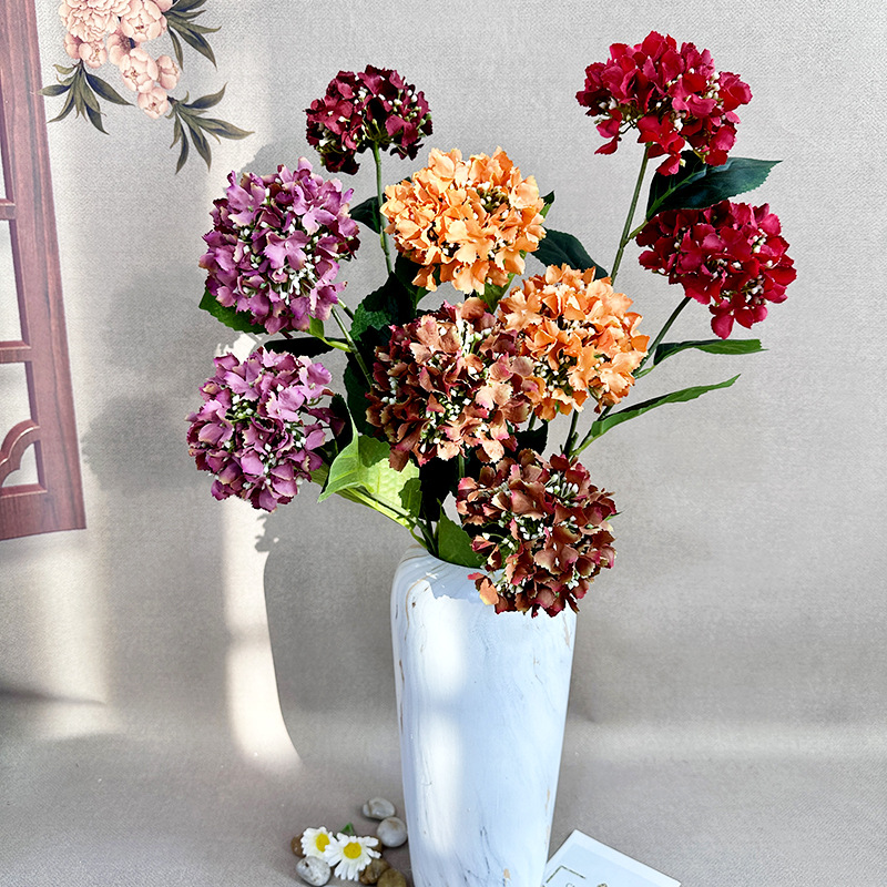 跨境新品仿真英式2头绣球 婚庆装饰婚礼花排假花酒店餐厅布置绢花