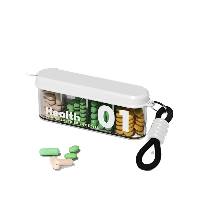 Portable medicine box, small medicine dispensing box, mini medicine storage box for seven days a week, divided into compartments for three meals a day Item Picture