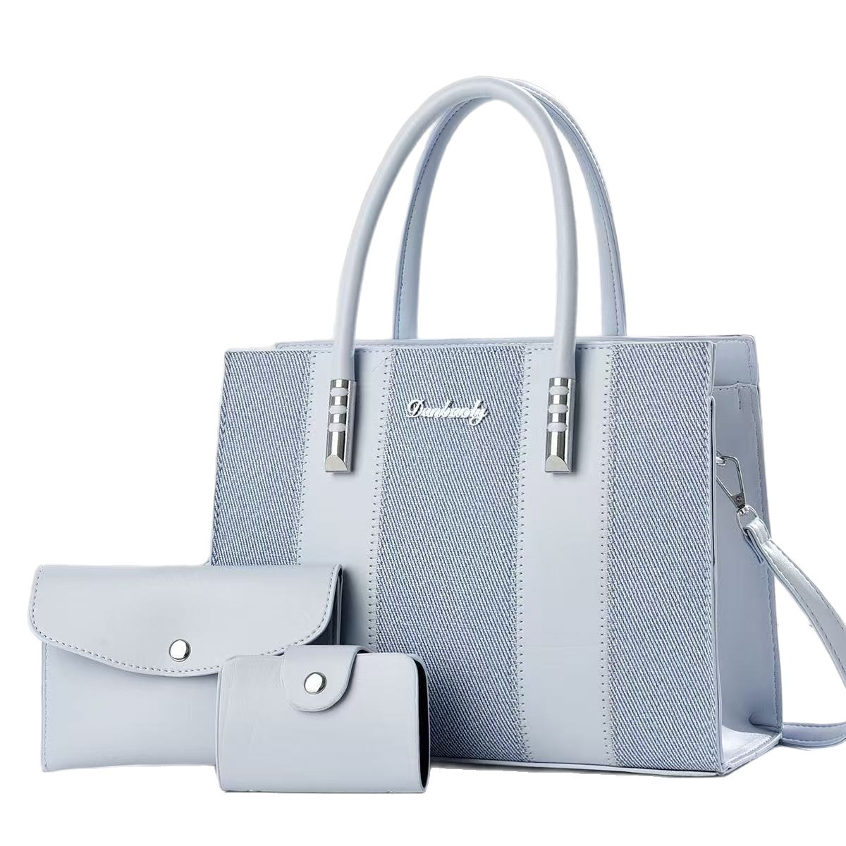 Longxiang pink handbag set: Large handbag, small wallet, card bag, tote bag, men's briefcase, crossbody bag, fashionable and casual bag combination Item Picture