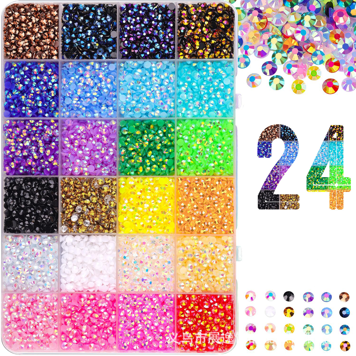 Amazon's best-selling custom 24/28/32/40-compartment box AB colored flat-bottomed jelly resin diamond box diy accessories