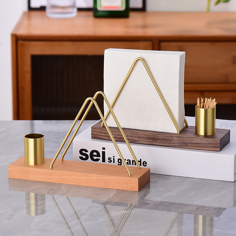 Solid wood creative vertical tissue holder, coffee shop, hotel, restaurant, milk tea shop, napkin holder, simple table tissue seat details Picture
