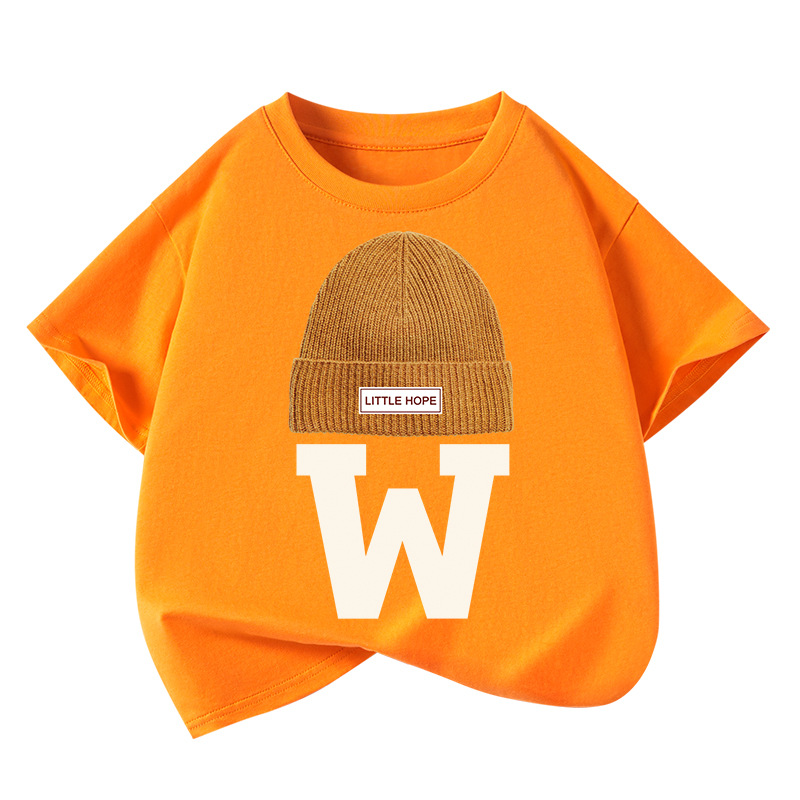 Trendy brand boys' short-sleeved T-shirt, pure cotton summer style 2025 new summer wear, medium and large children's clothing top, children's stylish half-sleeved Specification image