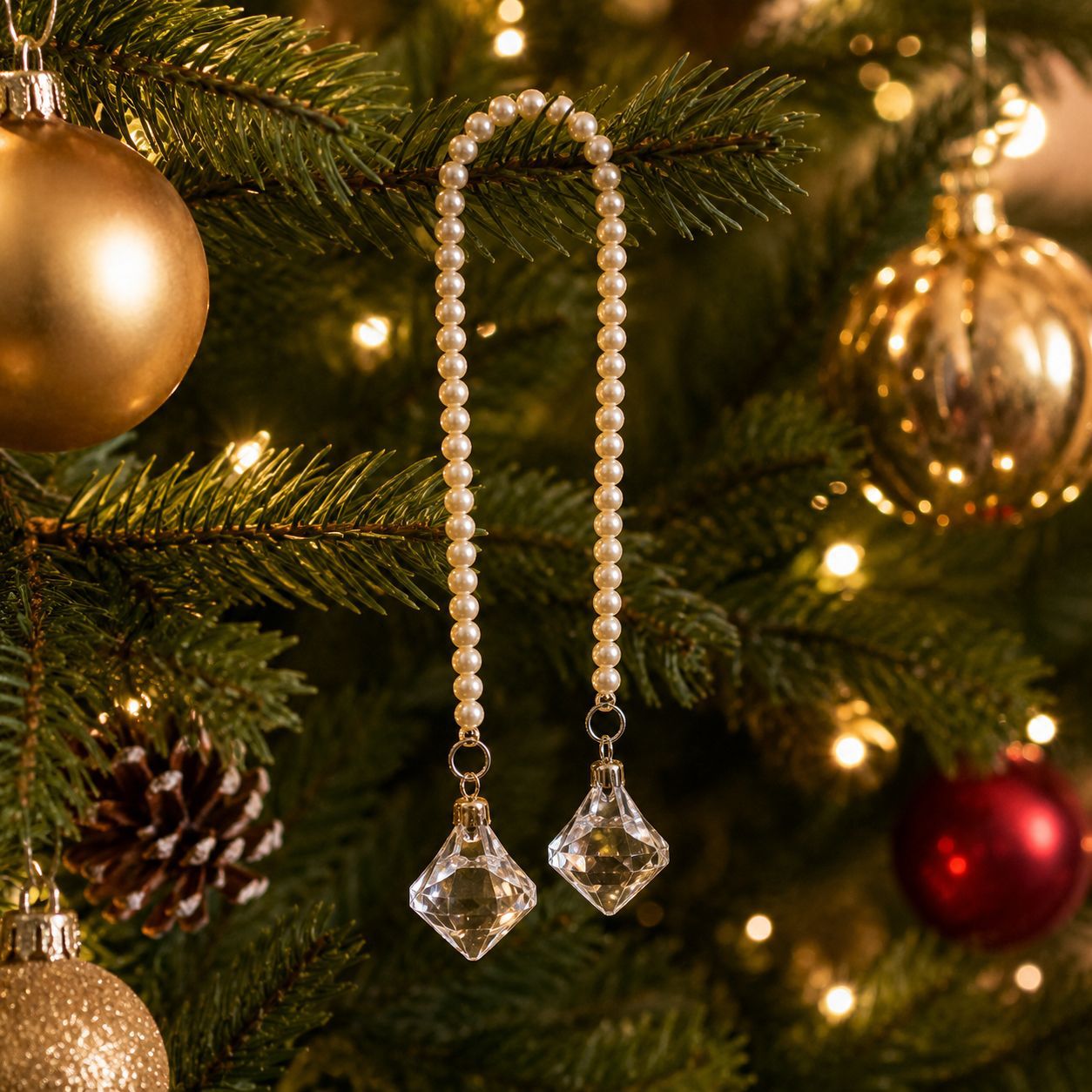 Crystal pearl strings, Christmas tree ornaments, Christmas balls, festival decorations, Christmas gifts, Christmas glasses and Christmas socks embellish the Christmas atmosphere Specification image