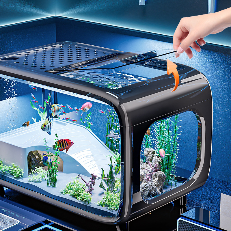 Carefully selected light luxury fish tanks for home use, high-end covered transparent living room landscaping ecological tanks, and plastic aquariums for entrance decoration Specification image