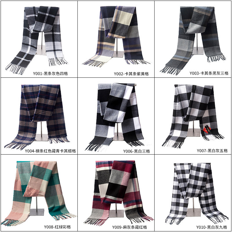 One-piece consignment, multiple colors to choose from, autumn and winter men's faux cashmere scarves, thickened British checkered couple scarves, gift factory wholesale, street stall wholesale details Picture