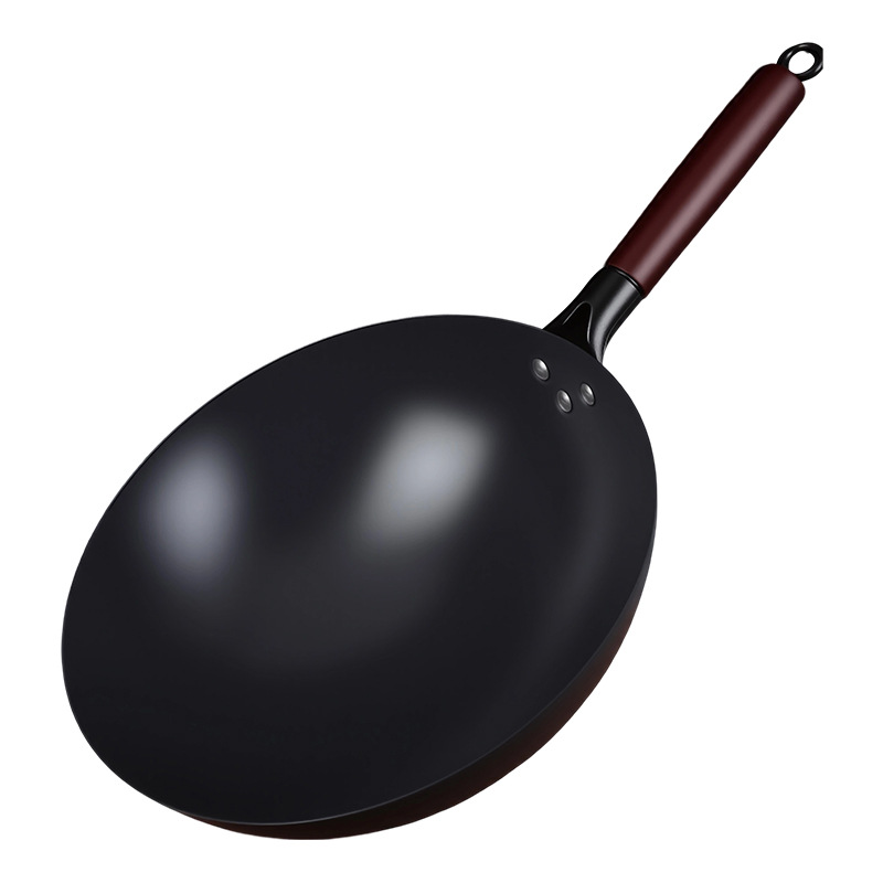 Zhangqiu traditional iron wok, official flagship, old-fashioned wok with round bottom, household sticky wok without coating, gas stove Item Picture