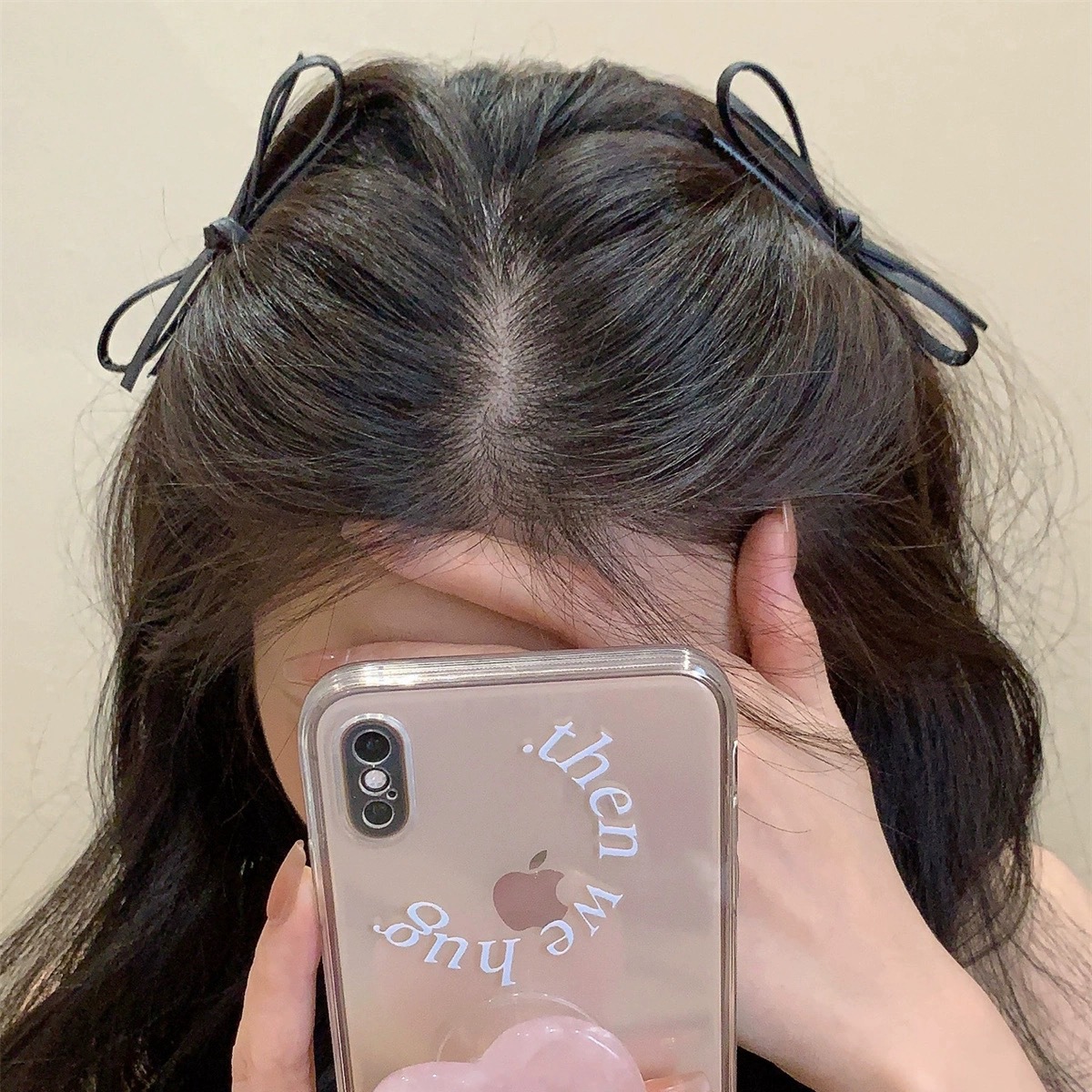 Leather bow hair clips for women, simple ins, black, sweet and cool side clips, bangs clips, side clips, hair accessories and headwear