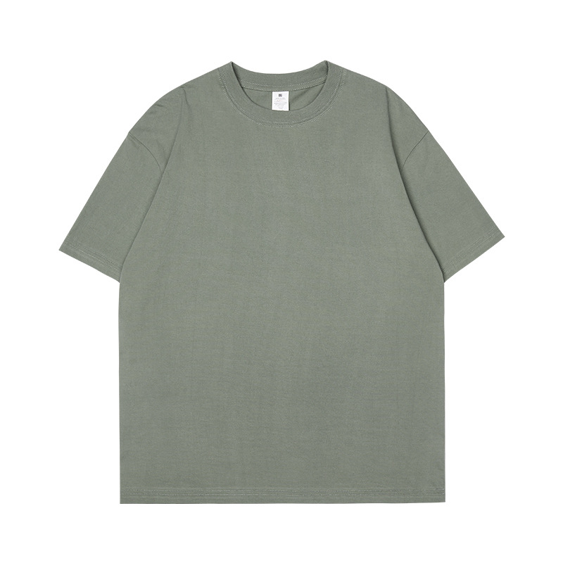 Men's 230g pure cotton knitted short-sleeved summer trendy brand clothing, base layer, white T-shirt, men's couple wear, T-shirt