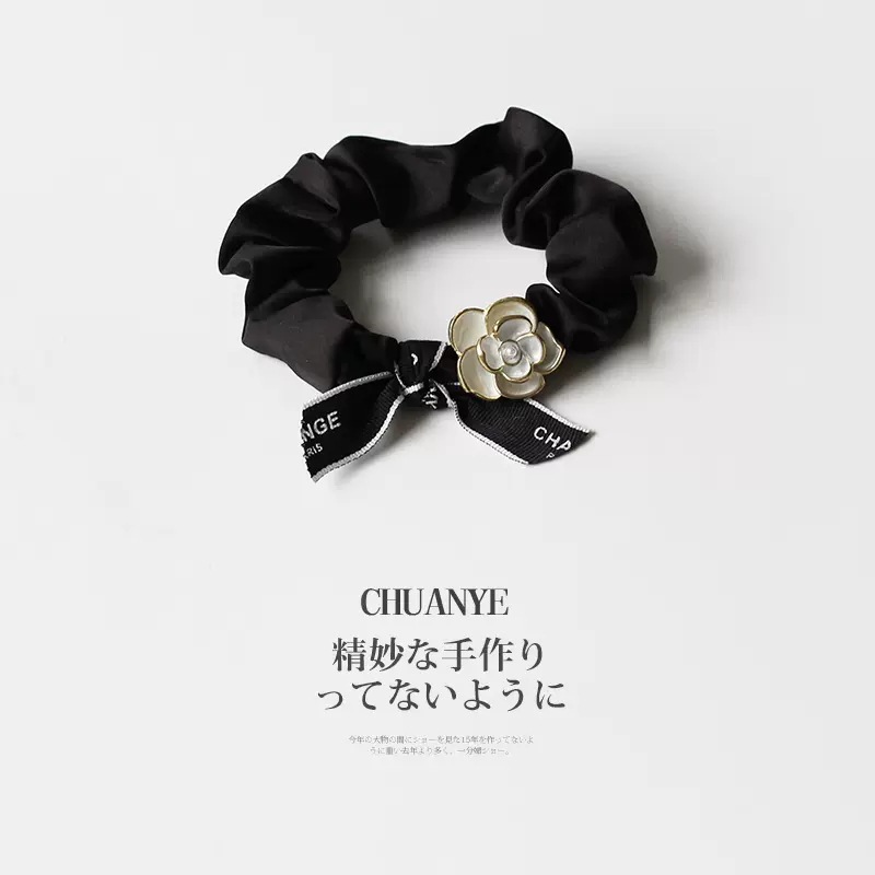 Camellia small intestine hair tie, a popular and stylish headwear, a high-end Japanese and Korean hair tie with thick rubber bands for women details Picture