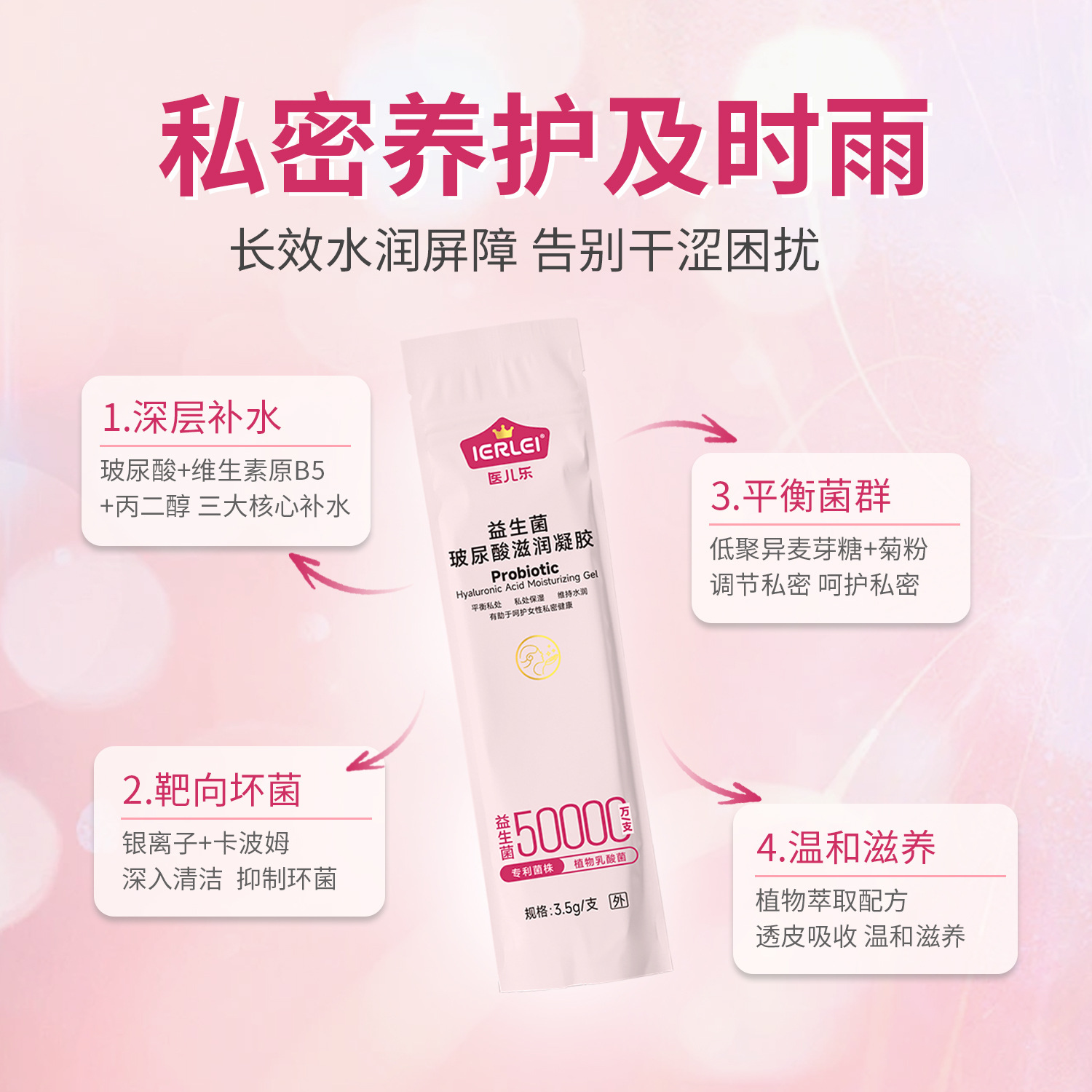医儿乐益生菌玻尿酸滋润凝胶女士清洁去味平衡菌群保养批发产品图