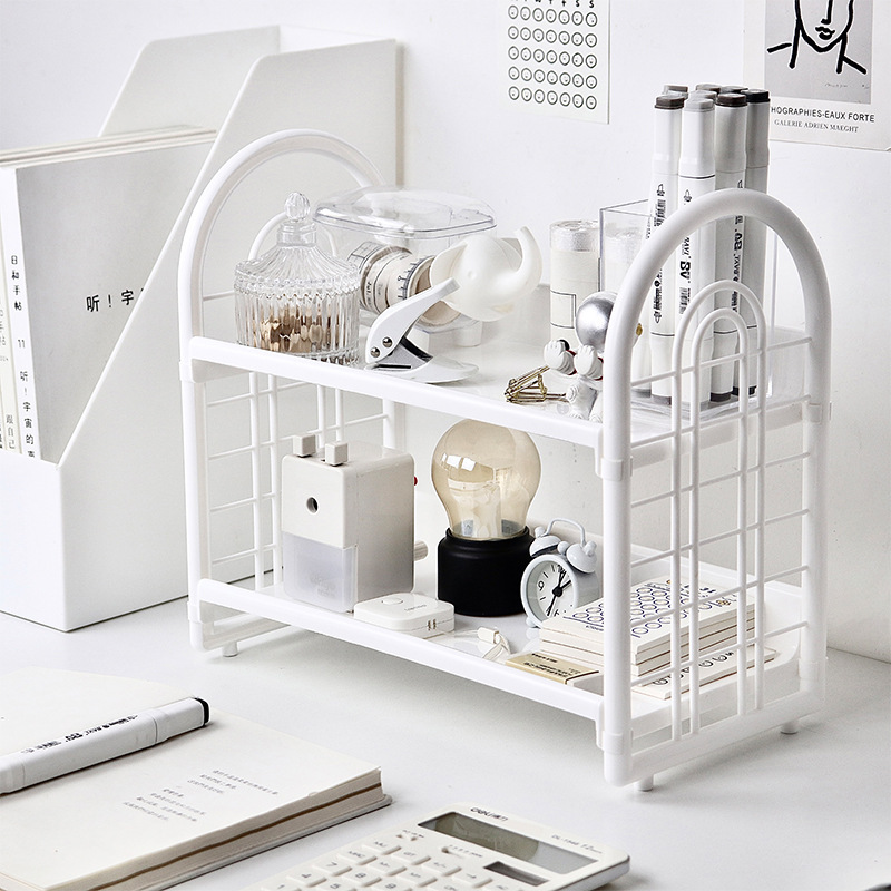 高颜值桌面置物架ins风多层宿舍收纳书架子电脑办公收纳架