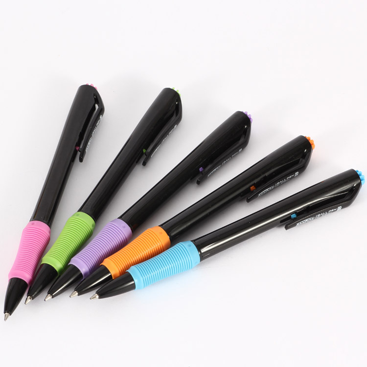 Factory direct supply of black ballpoint pen 5801, simple side-jumping office advertising gift pen, plastic ballpoint pen Specification drawing