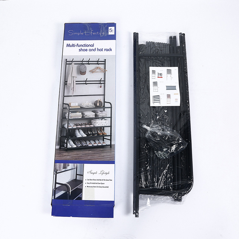 Simple shoe and hat rack, household indoor clothes hanger, multi-layer storage rack, bedroom, university dormitory, integrated coat and hat rack, shoe rack Application Scenario