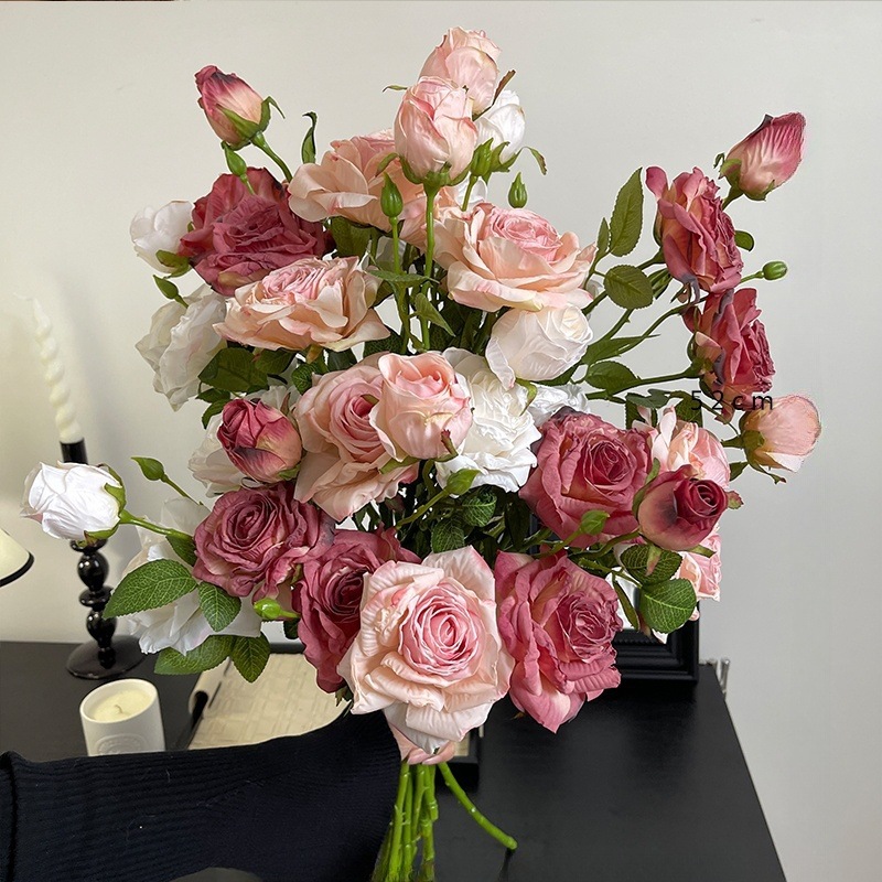 仿真花DIY发饰配件/仿真花/5朵塑膠花/假花/假花批发细节图