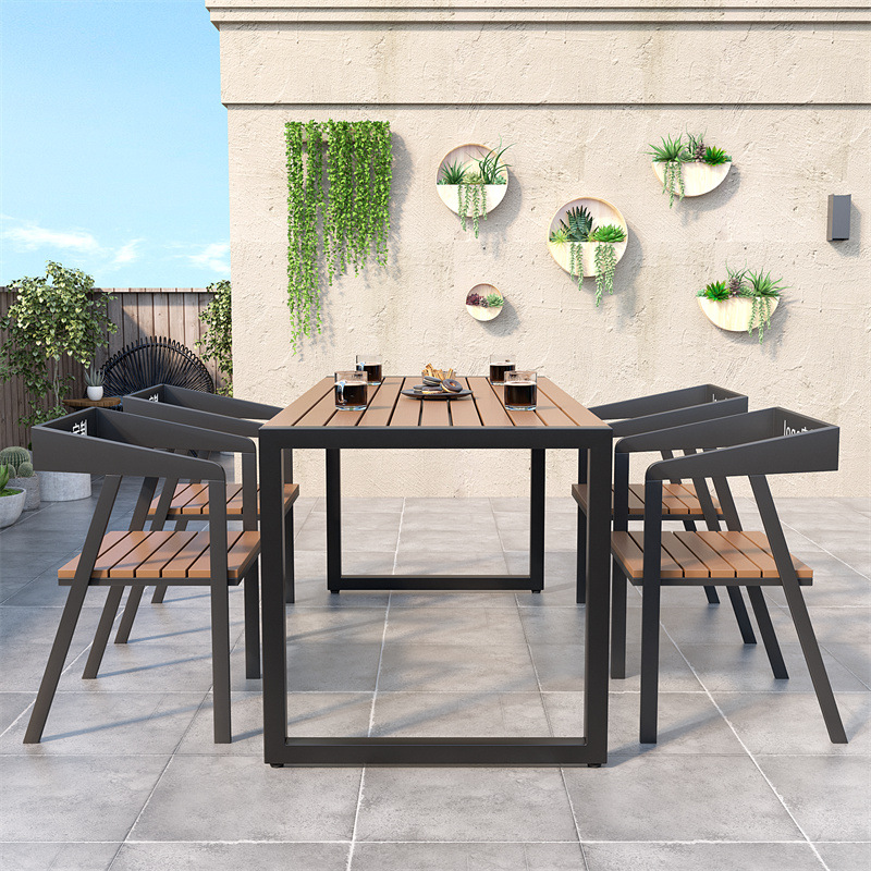 Star Anti-corrosion and sun protection outdoor table and chair, courtyard garden table and chair set, outdoor leisure park long table, open-air balcony table Application Scenario