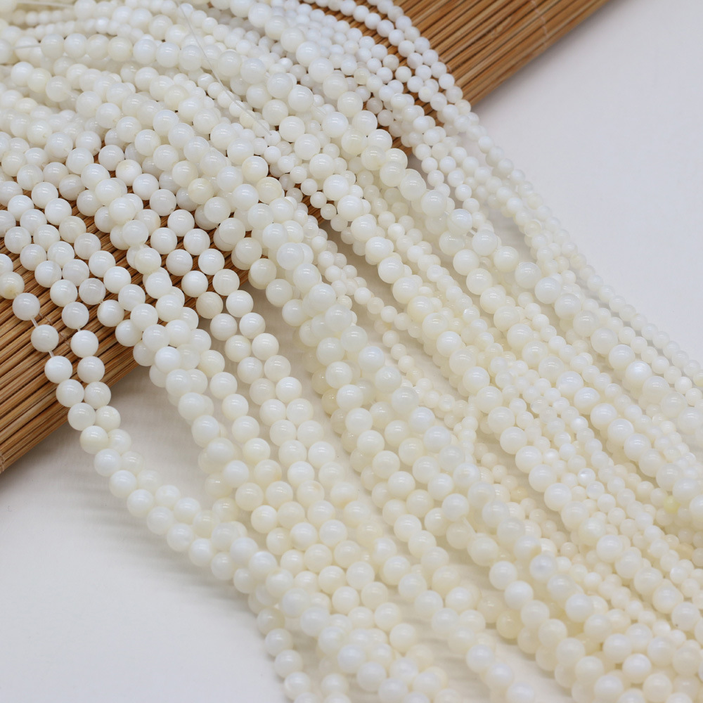 Exquisite natural freshwater round white shell beaded DIY jewelry accessories, handcrafted semi-finished jewelry production and wholesale Item Picture