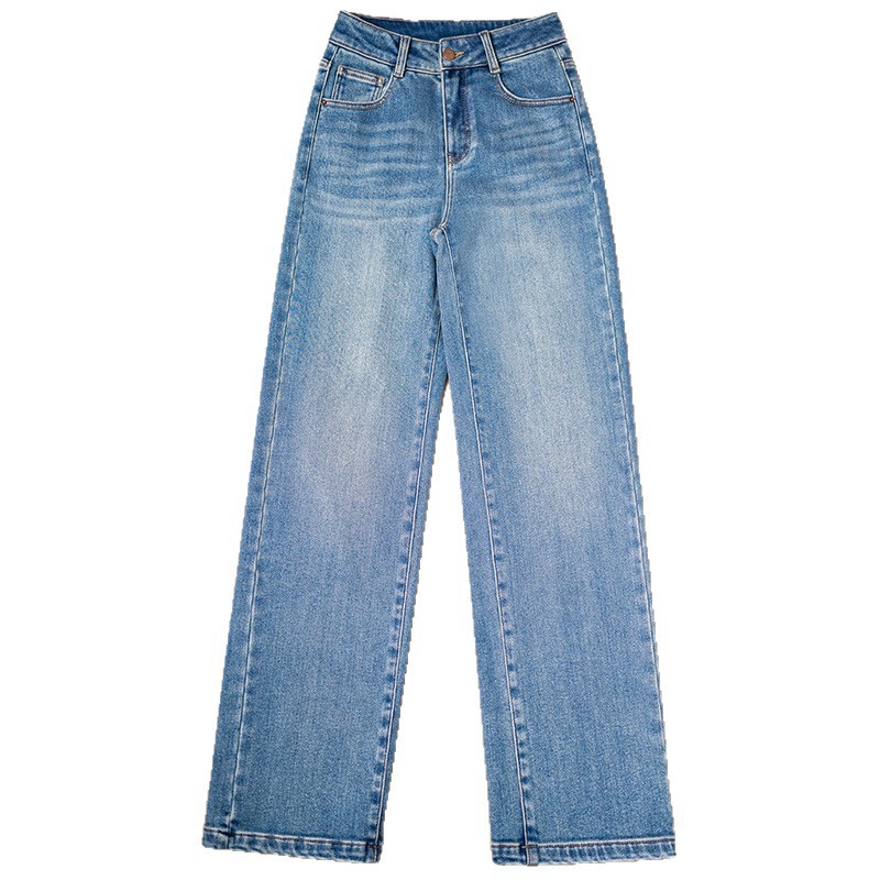 Sudo's new winter flocked jeans for women, a washable blue, casual and slimming narrow straight-leg style, are versatile and fashionable Item Picture