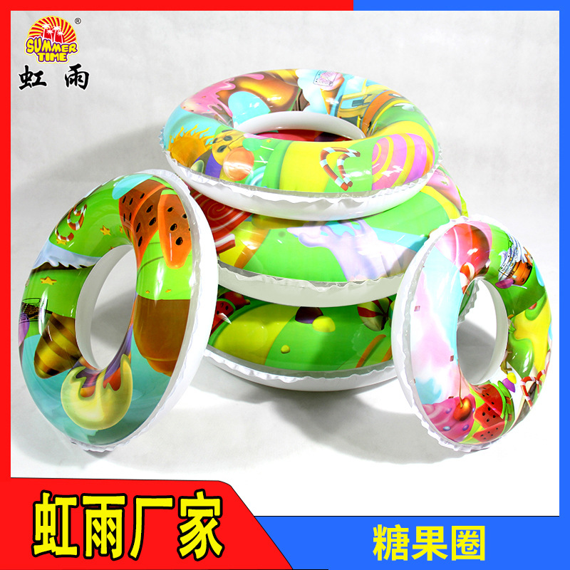 虹雨新款棒棒糖充气儿童游泳圈西瓜成人腋下圈糖果兒童泳圈批发细节图