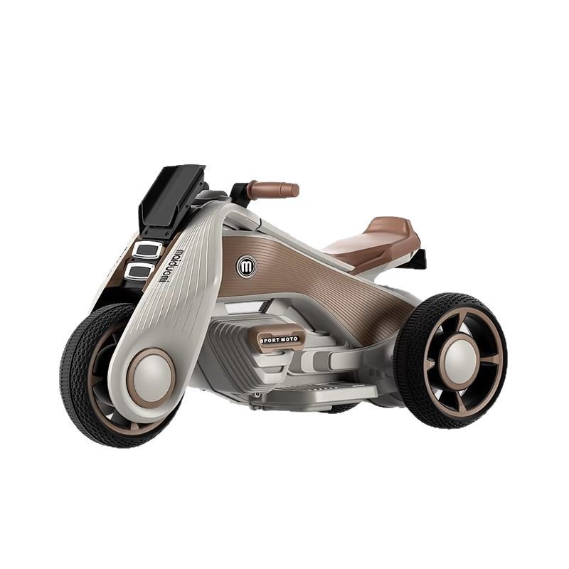 迈多米儿童电动摩托车三轮车可坐人男女宝宝遥控电瓶车小孩玩具车白底实物图