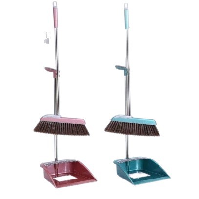Household set of sweeping dustpan, plastic broom, fence, stainless steel rod, thickened set sweeping handle, living room sweeping broom Item Picture