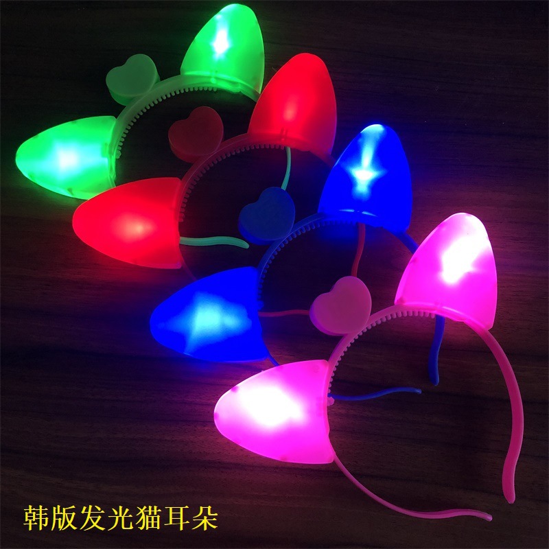Korean version luminous cat ear headbands, luminous Mickey one-piece color led headbands, hot sale and wholesale at street stalls details Picture
