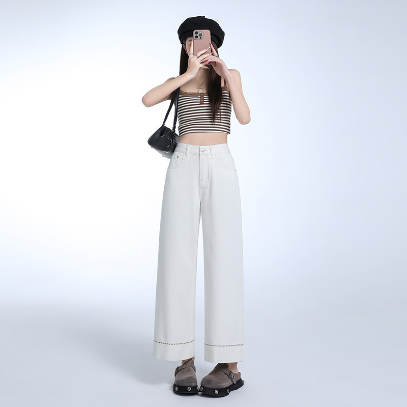 High-waisted slimming baguette cigarette tube jeans, fashionable and versatile jeans, super soft drape, women's pants details Picture