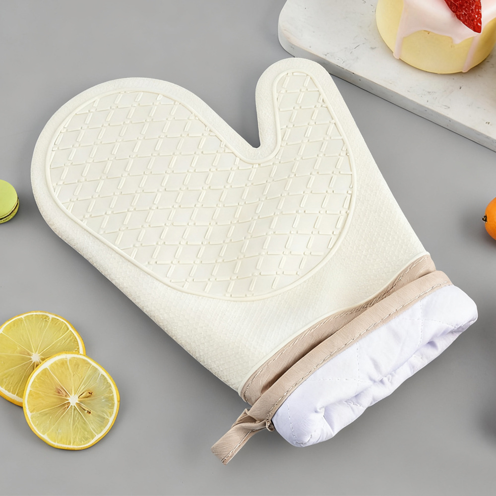 加长硅胶隔热烧烤手套防热防烫厨房用手套长款棉布烤箱烘焙手套细节图