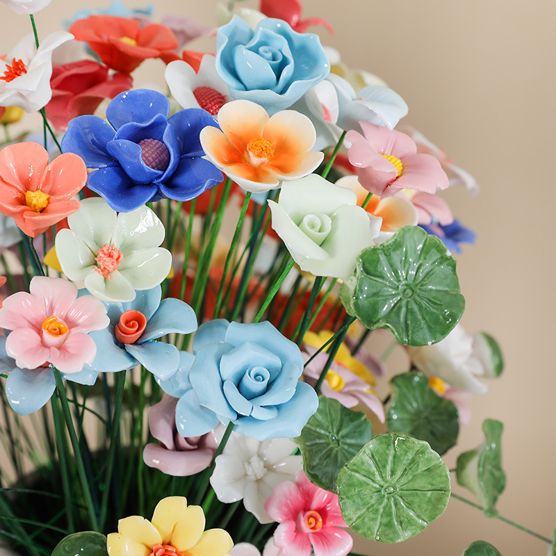 2025 Ceramic Small Flower, high-temperature handcrafted ceramic molded flower, artificial flower decoration, creative everlasting flower home ornaments Specification image