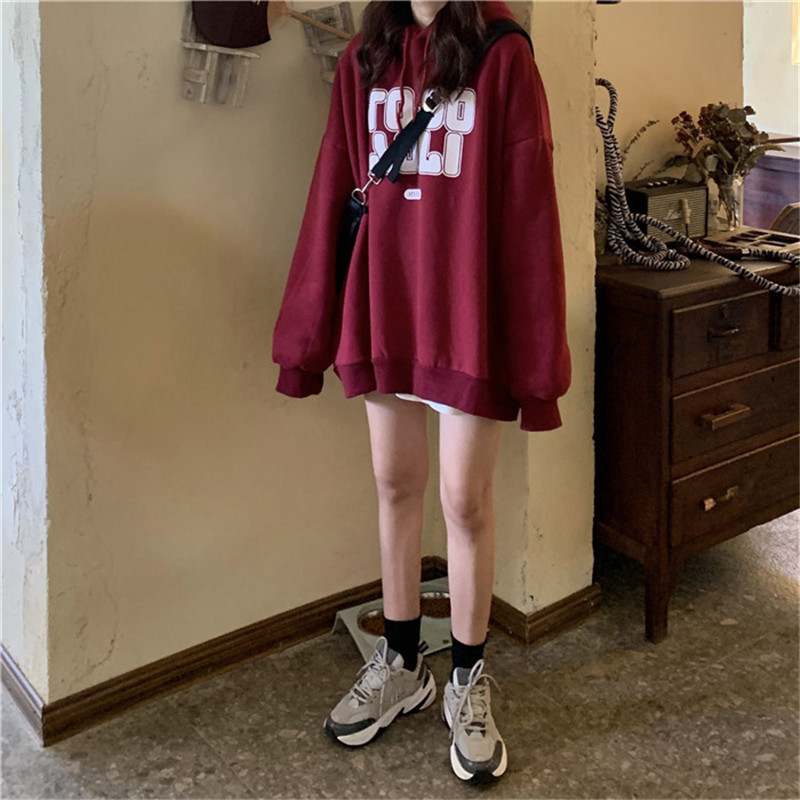 卫衣女秋冬百搭2020宽松欧美bf慵懒风加绒加厚连帽外套潮支持代发细节图