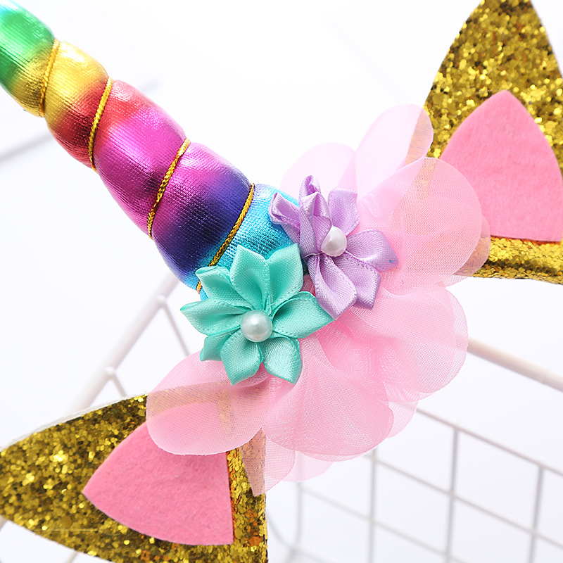 Unicorn headbands in stock, direct supply from Amazon in Europe and America, children's headbands, Halloween birthday party princess headwear details Picture