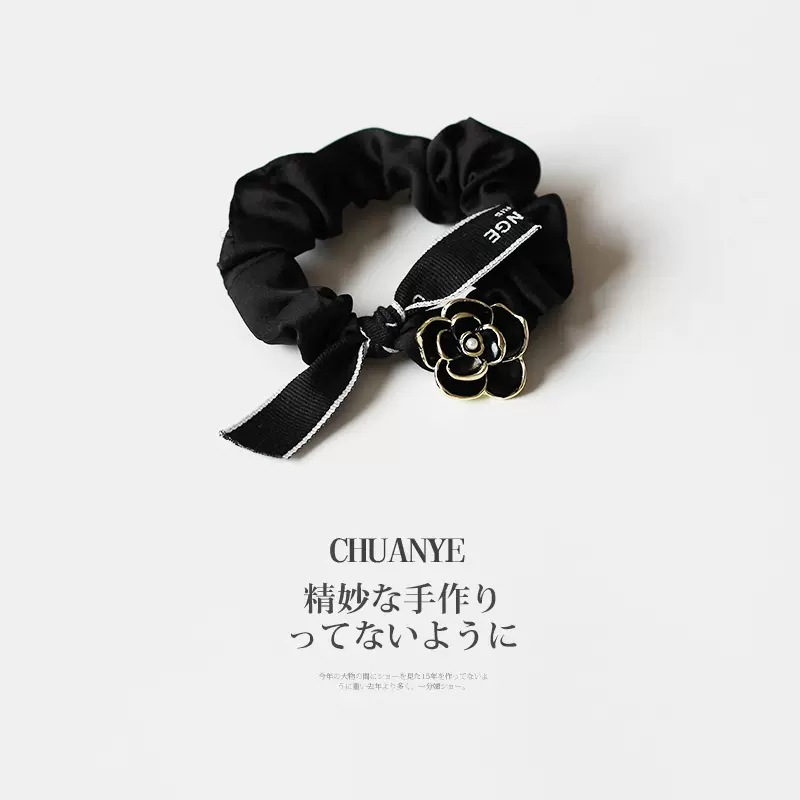 Camellia small intestine hair tie, a popular and stylish headwear, a high-end Japanese and Korean hair tie with thick rubber bands for women Specification image