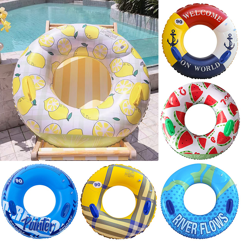 Thickened double airbag swimming rings with handles, adult enlarged swimming rings, men's and women's inflatable float paddles, adult armpit rings wholesale