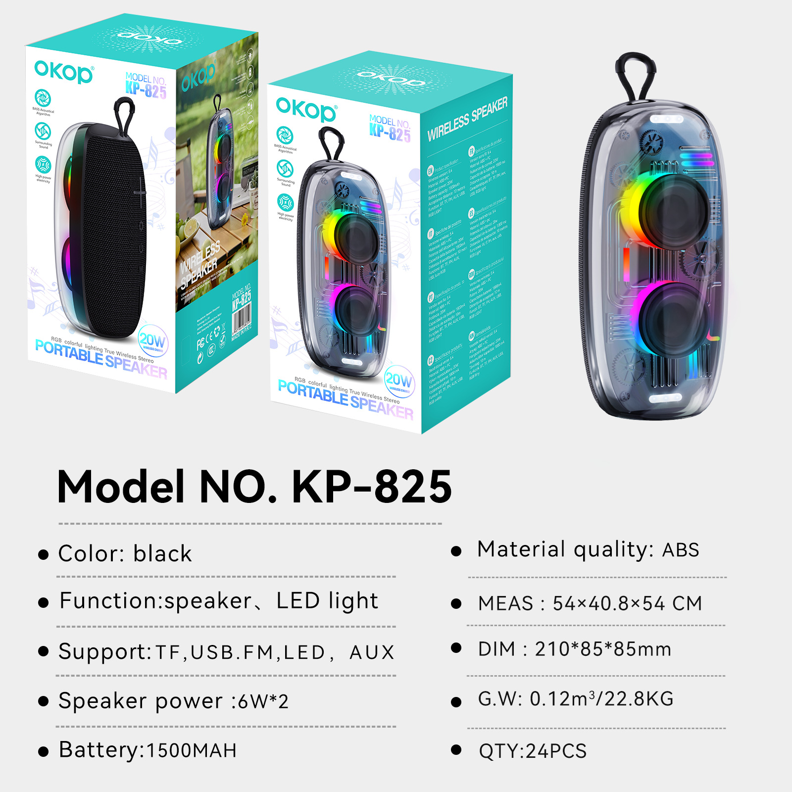 825 Bluetooth speaker, Cool RGB ambient light, outdoor portable handle, cross-border bestseller, waterproof desktop mini speaker details Picture