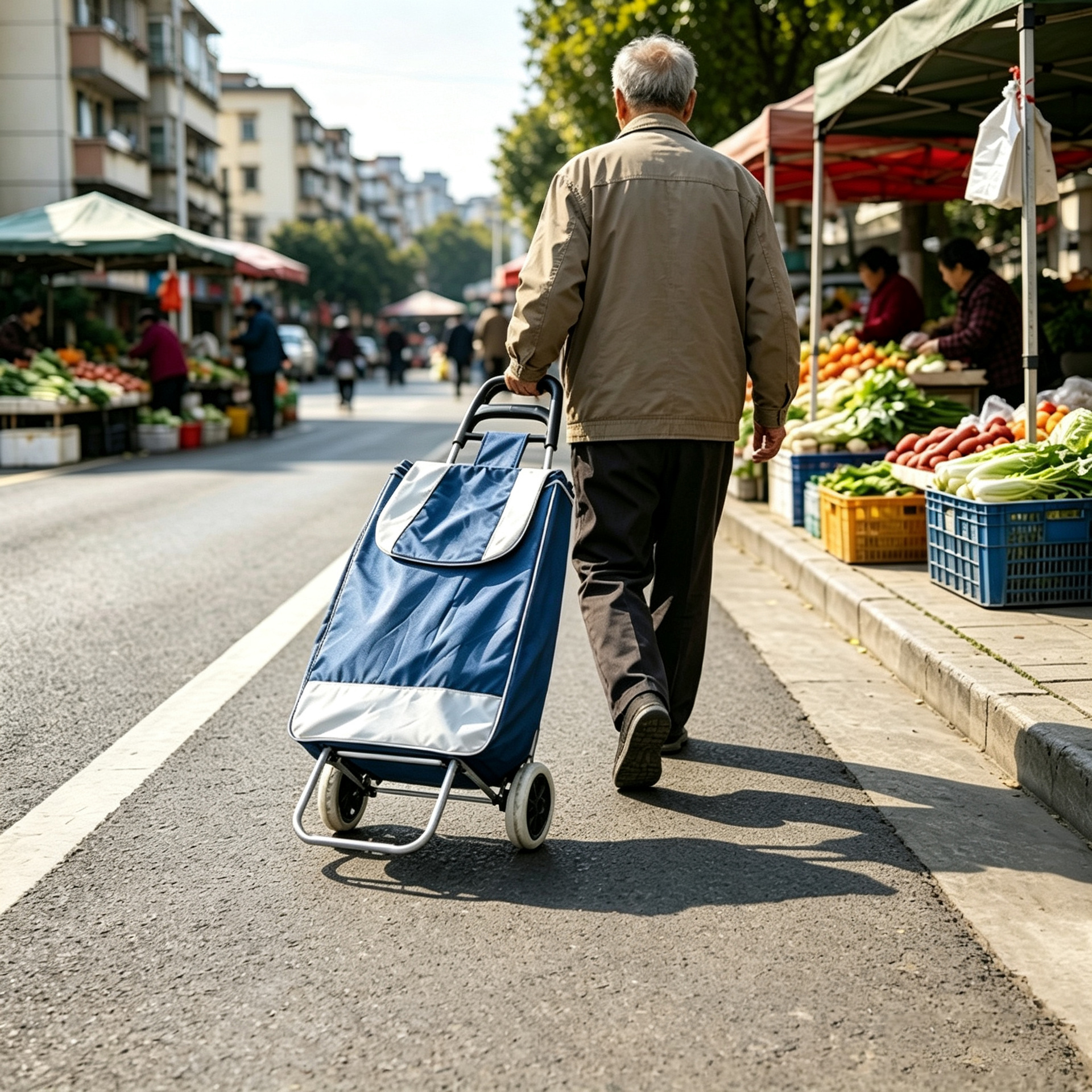 Large-sized grocery shopping trolley, large-capacity customizable, logo printed shopping trolley, household folding lightweight trolley details Picture