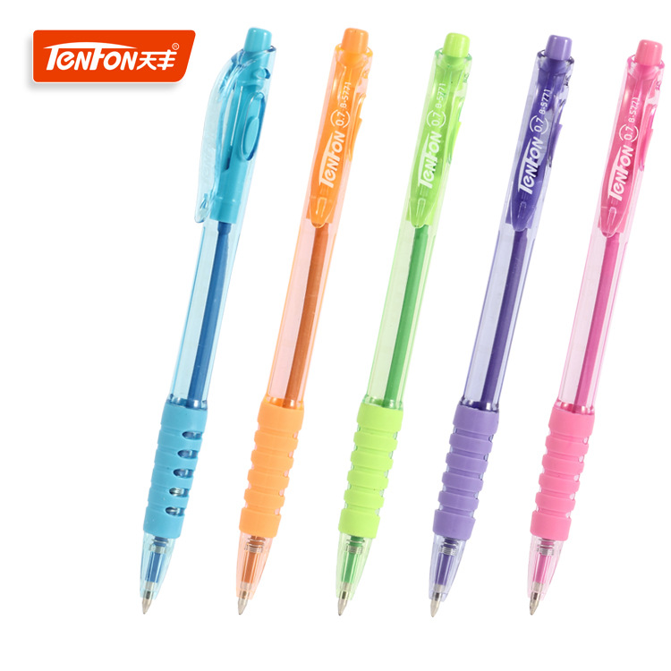 Simple color transparent five-color ballpoint pen stationery set with multiple core ballpoint pens 5771 jumping simple ballpoint pen full figure