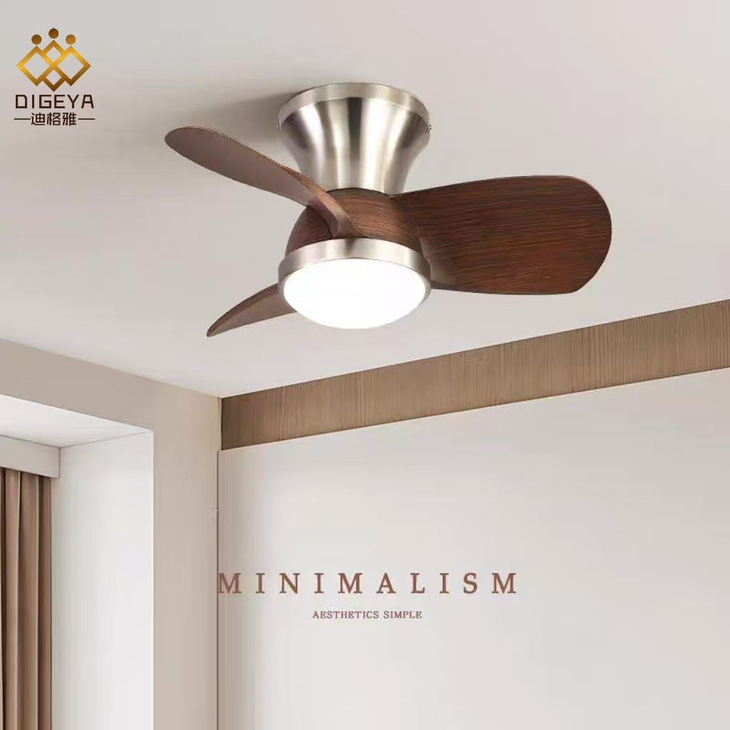 迪格雅法式中古风卧室护眼风扇灯复古胡桃木餐厅书房变频静音灯具