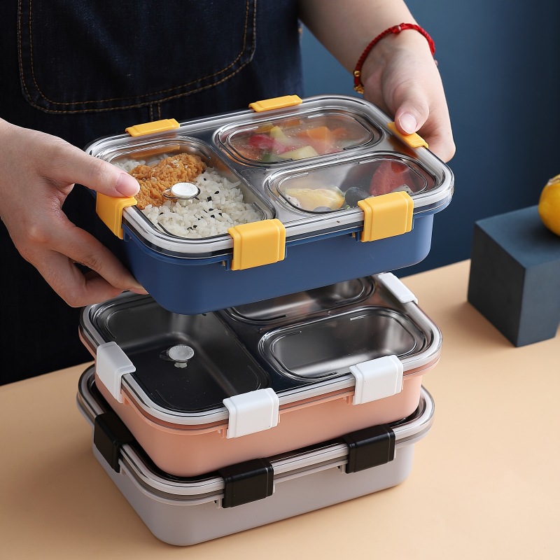 Rectangular rectangular student stainless steel insulated lunch box, office worker student lunch box with lid, sealed with lunch box Application Scenario