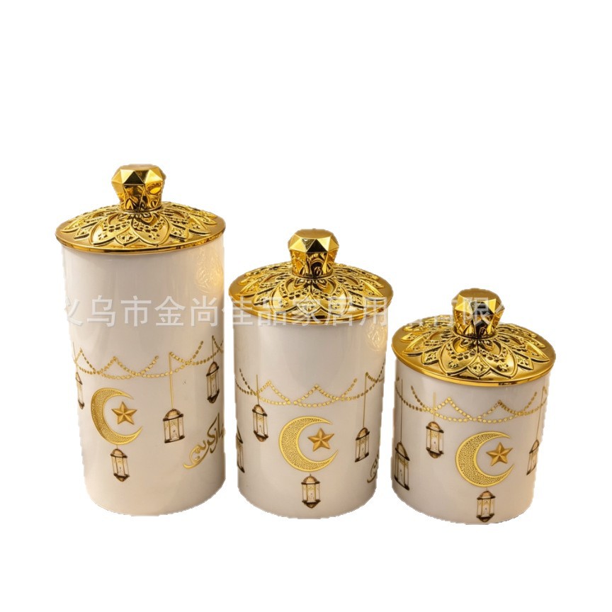 Storage jar Cross-border merchant transparent European retro high-footed gilded candy jar, storage jar, nut jar, light luxury Item Picture