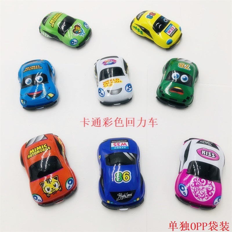 Wholesale of cartoon color rebound car children's toys, boy gifts, creative small gifts, mini car models Specification image