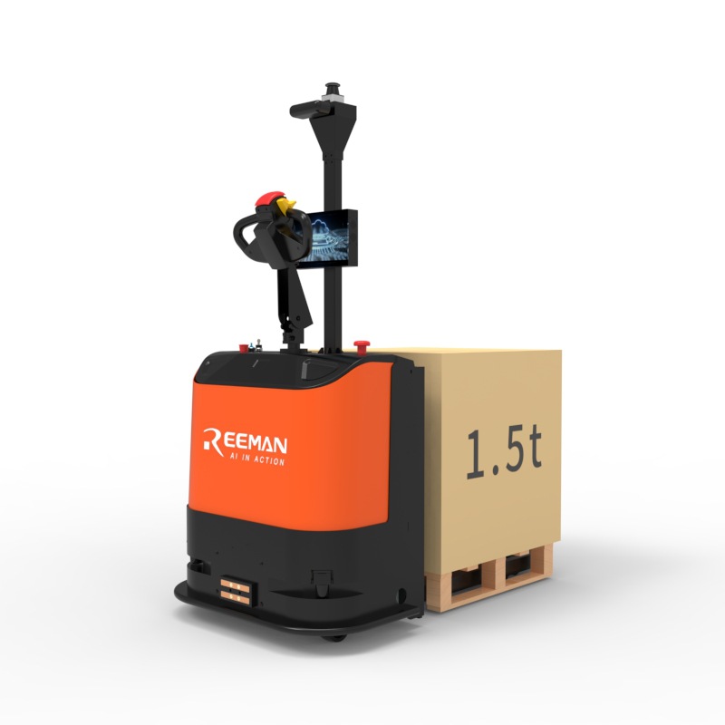 REEMAN orange and black automatic guided vehicle industrial robot intelligent material handling and transportation details Picture