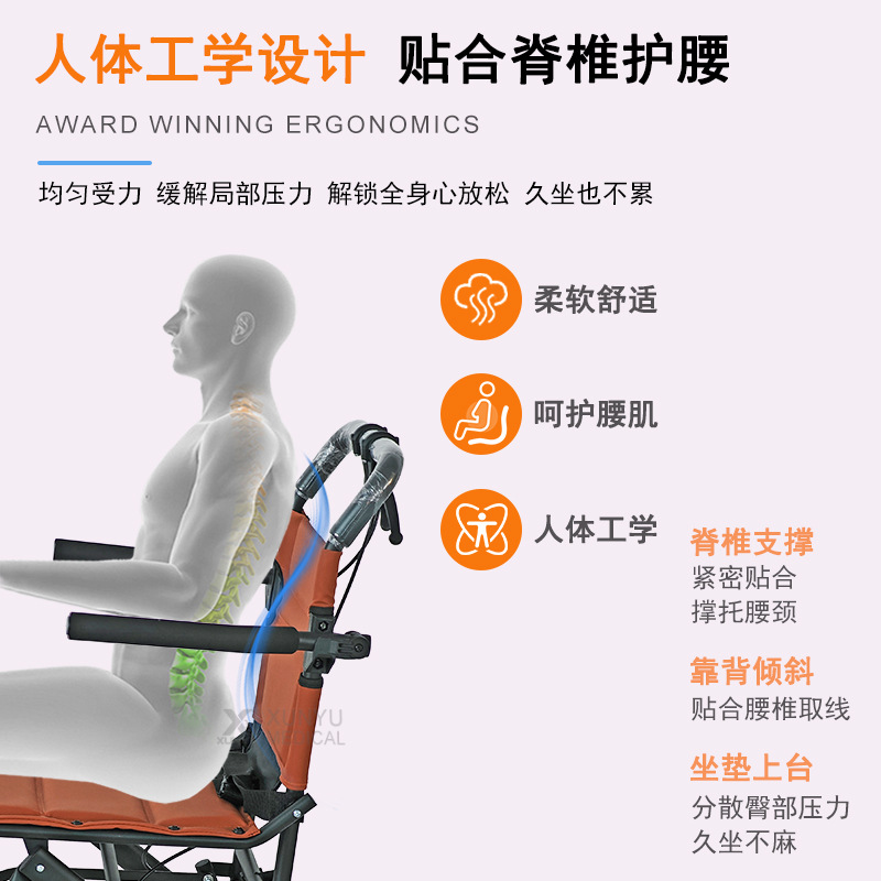 厂家直销超轻折叠便携式轮椅老年人小型旅行手推车可上飞机代步车细节图