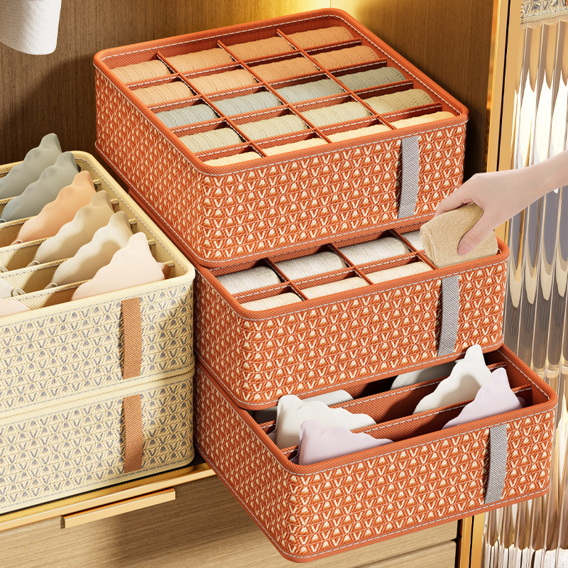 Underwear storage box, home wardrobe drawer, sock and intimate clothing compartments box, underwear and bra organization wonder Specification drawing